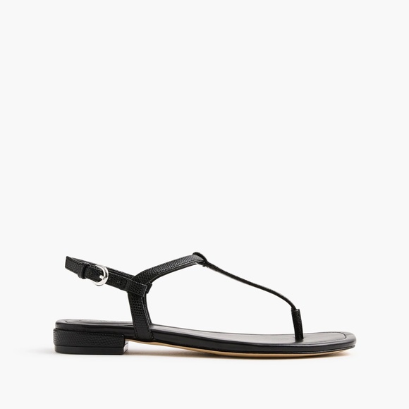 JCREW Size 8 Ankle-Strap Thong Sandals in Black Lizard $79 CI956 - Picture 6 of 7